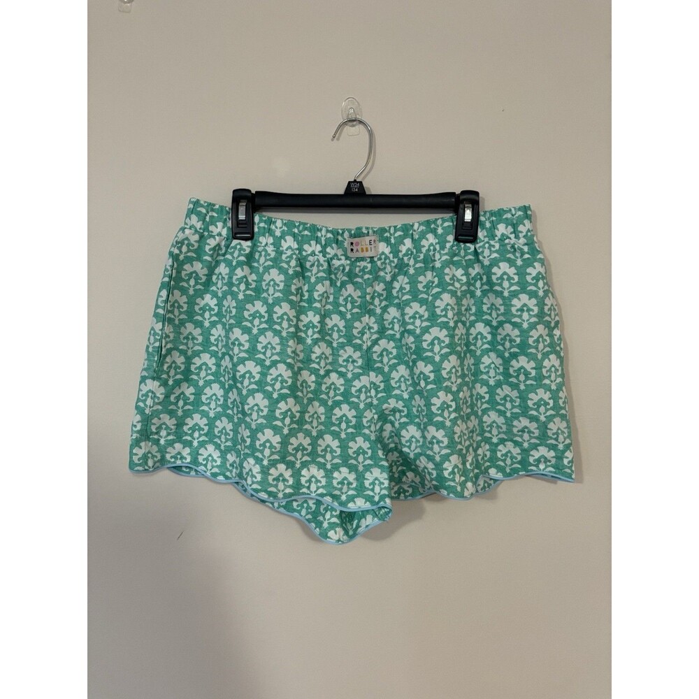 Womens Roller Rabbit x Target Stamped Floral Poplin Boxer Shorts Sz L Teal